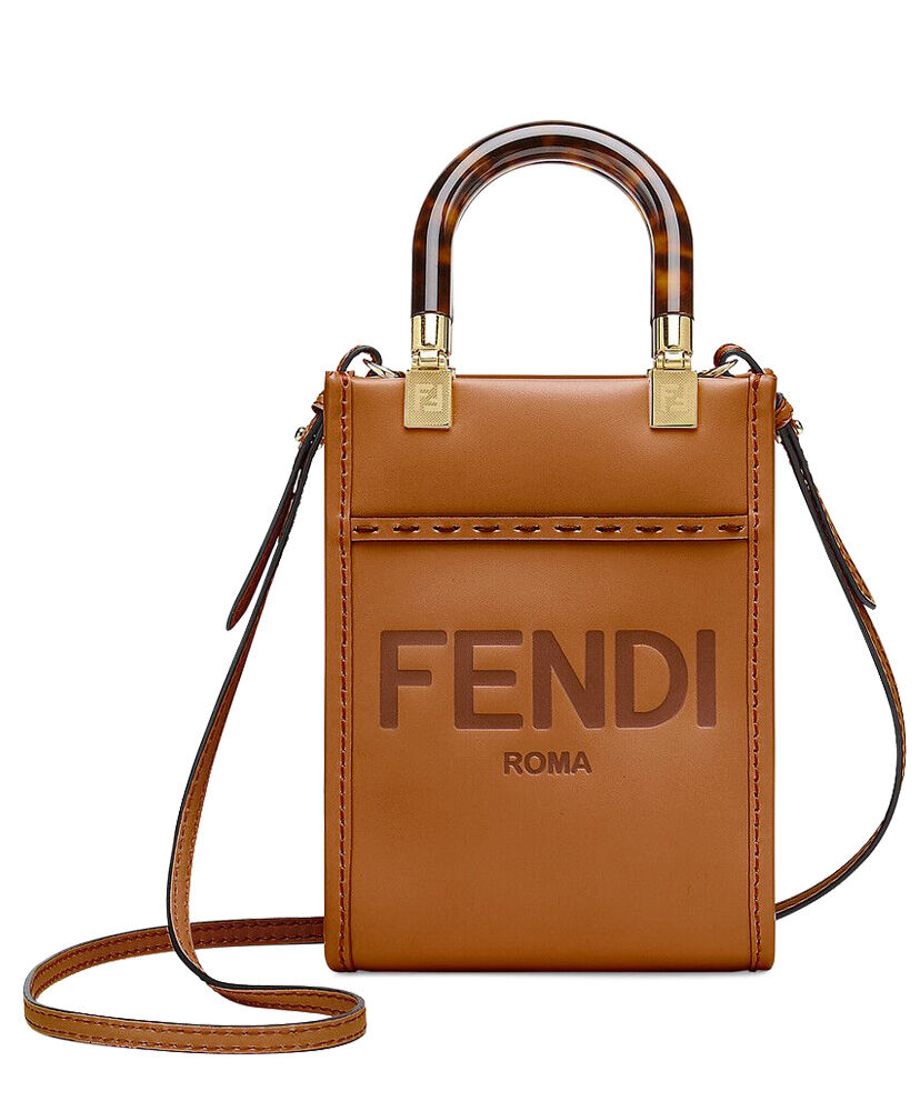 Fendi Mini Sunshine Shopper Black Leather Bag